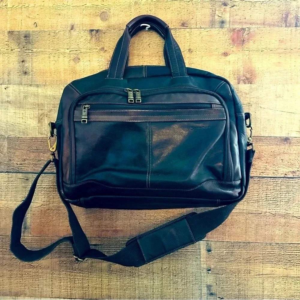 Vintage Samsonite Genuine Leather Portfolio/Briefcase/Laptop Messenger Bag